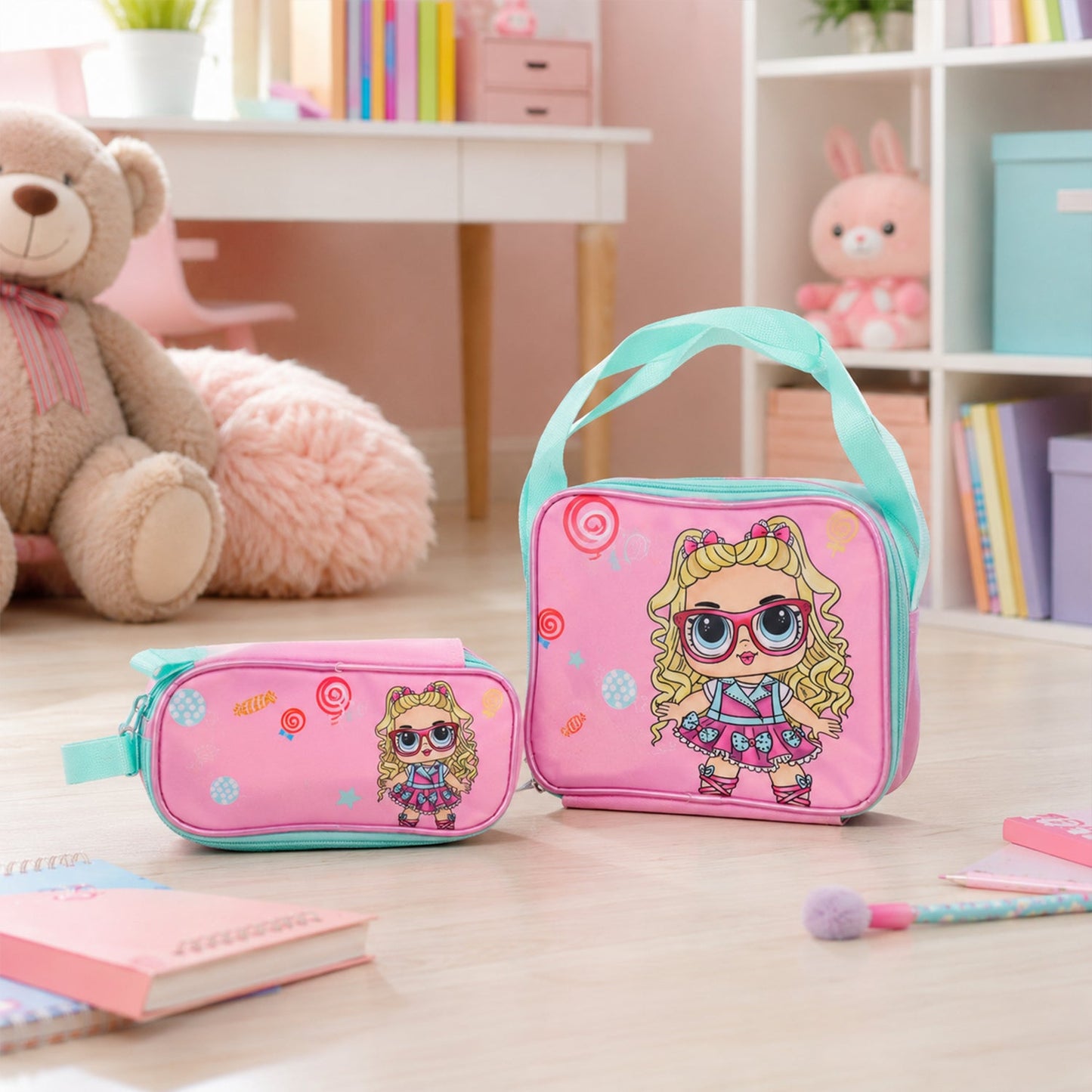 5 in 1 School Bag Set Includes Lunch Bag 14 Inch Bag  1 Set Mix