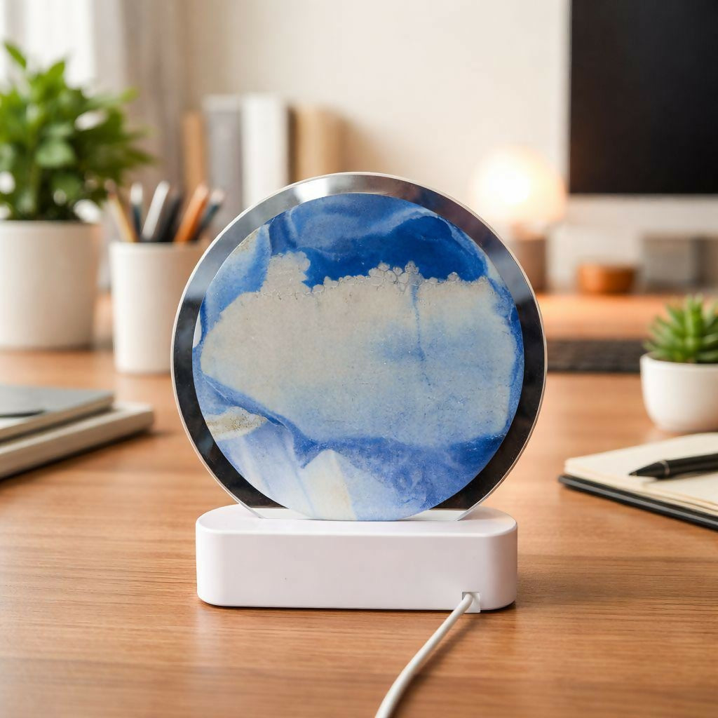 LED Round Static Blue Sand Art Lamp | Ambient Decorative Night Light Home DÃ©cor