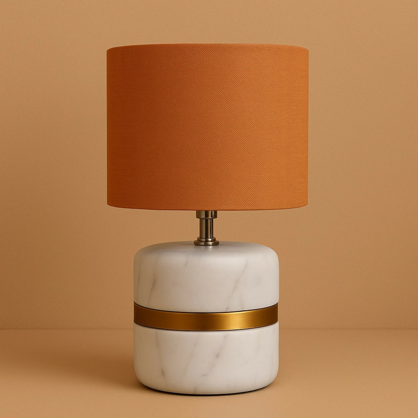 Luxury Marble Base Table Lamp with Warm Fabric Shade Decorative Bedside Room