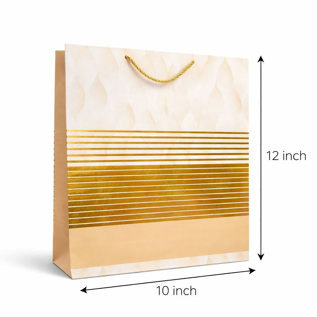 Premium Gold Stripe Gift Bag with Handle Paper Carry Bag (1 PC)
