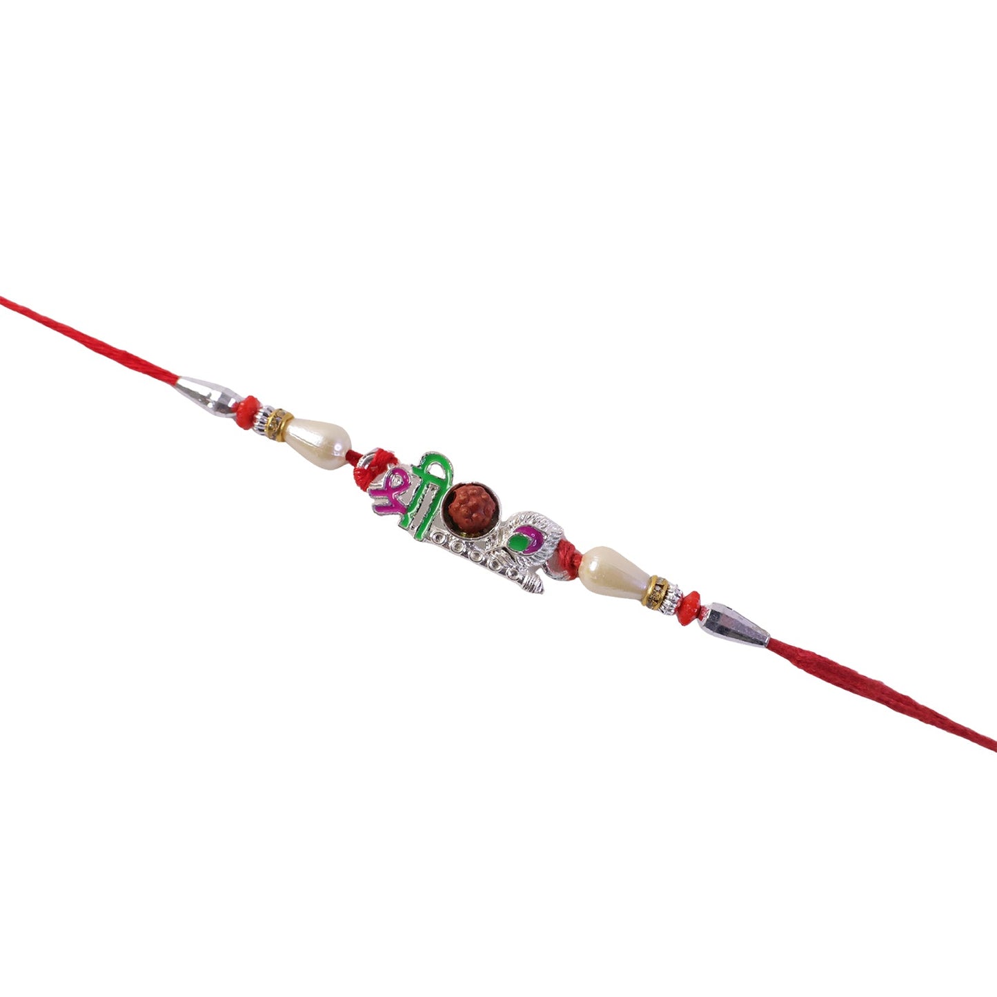 Elegant Rudraksha and pearl beads Rakhi for Raksha Bandhan