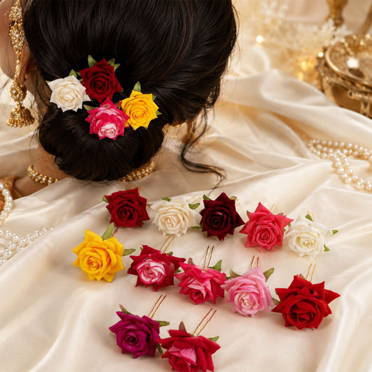 Colourful Flowing Flower Hair Pin (12 Pcs Set / Mix Color), Hair accessories