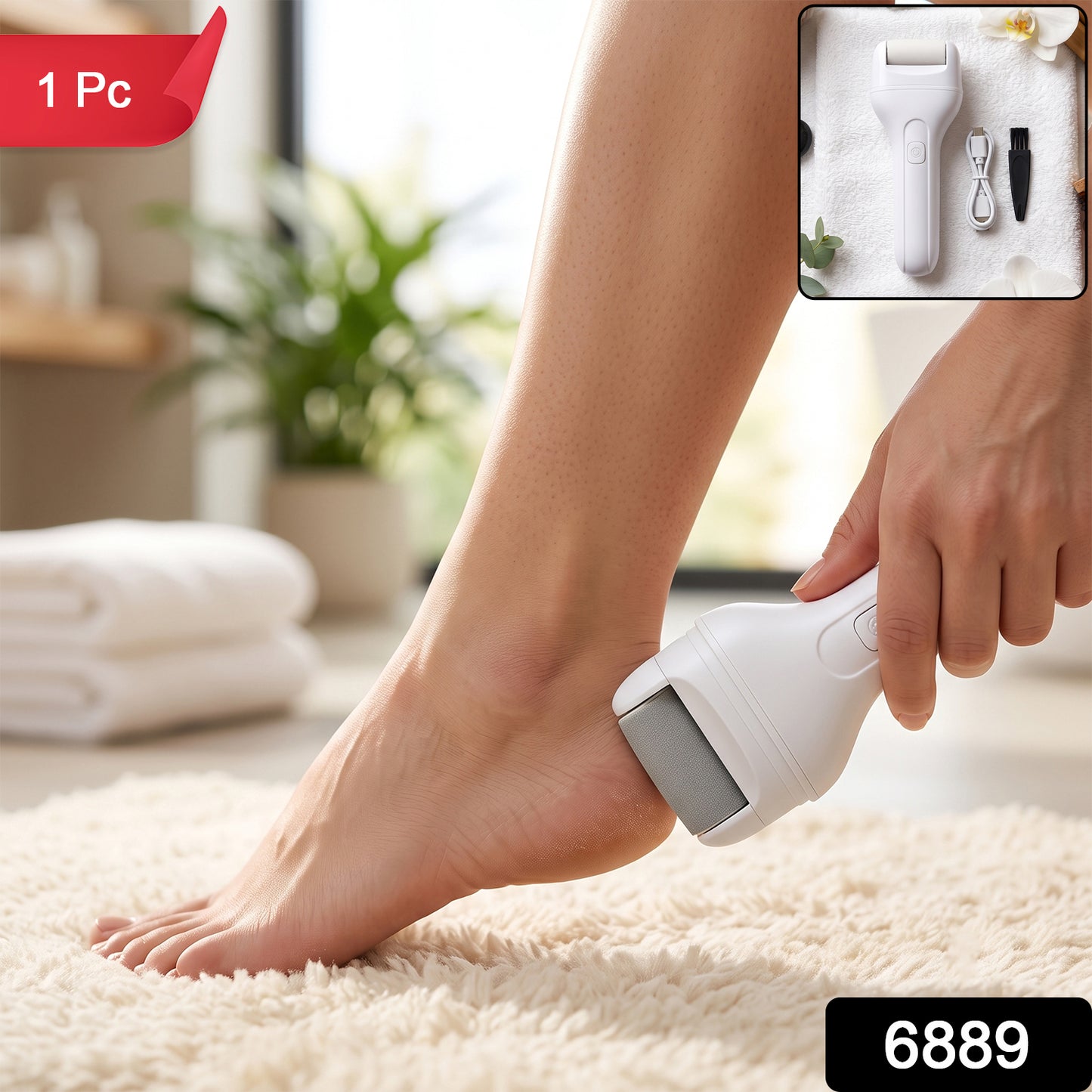 Portable Electric Foot File – Rechargeable Callus Remover & Pedicure Tool for Smooth Feet