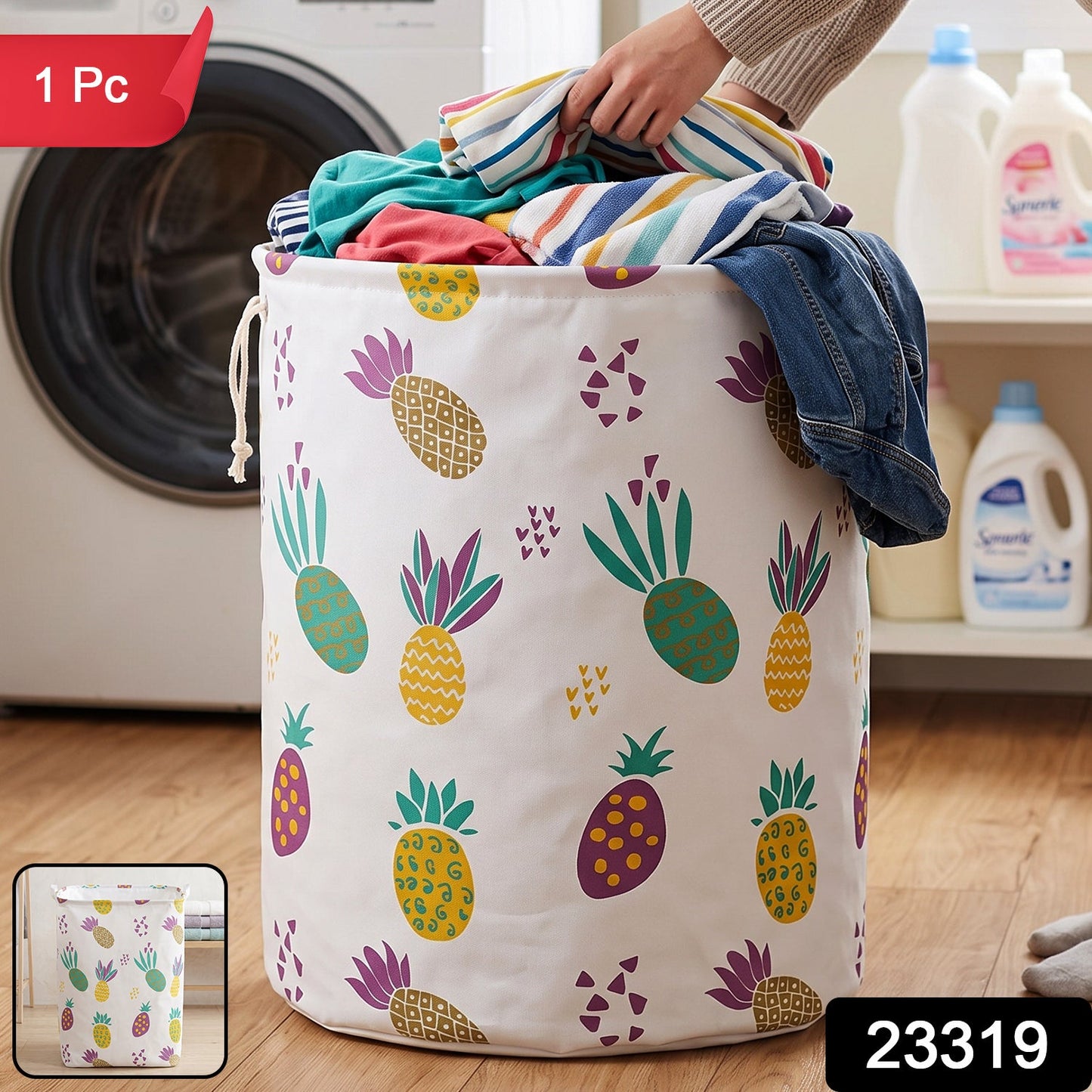 Foldable fabric laundry hamper with handles, 1 piece