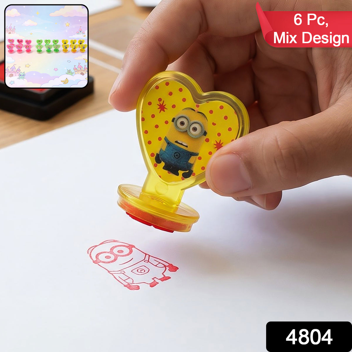 Cartoon Heart Stamps – Motivational Reward Stamps for Kids, Teachers & Parents (6 Pc, Multicolor)