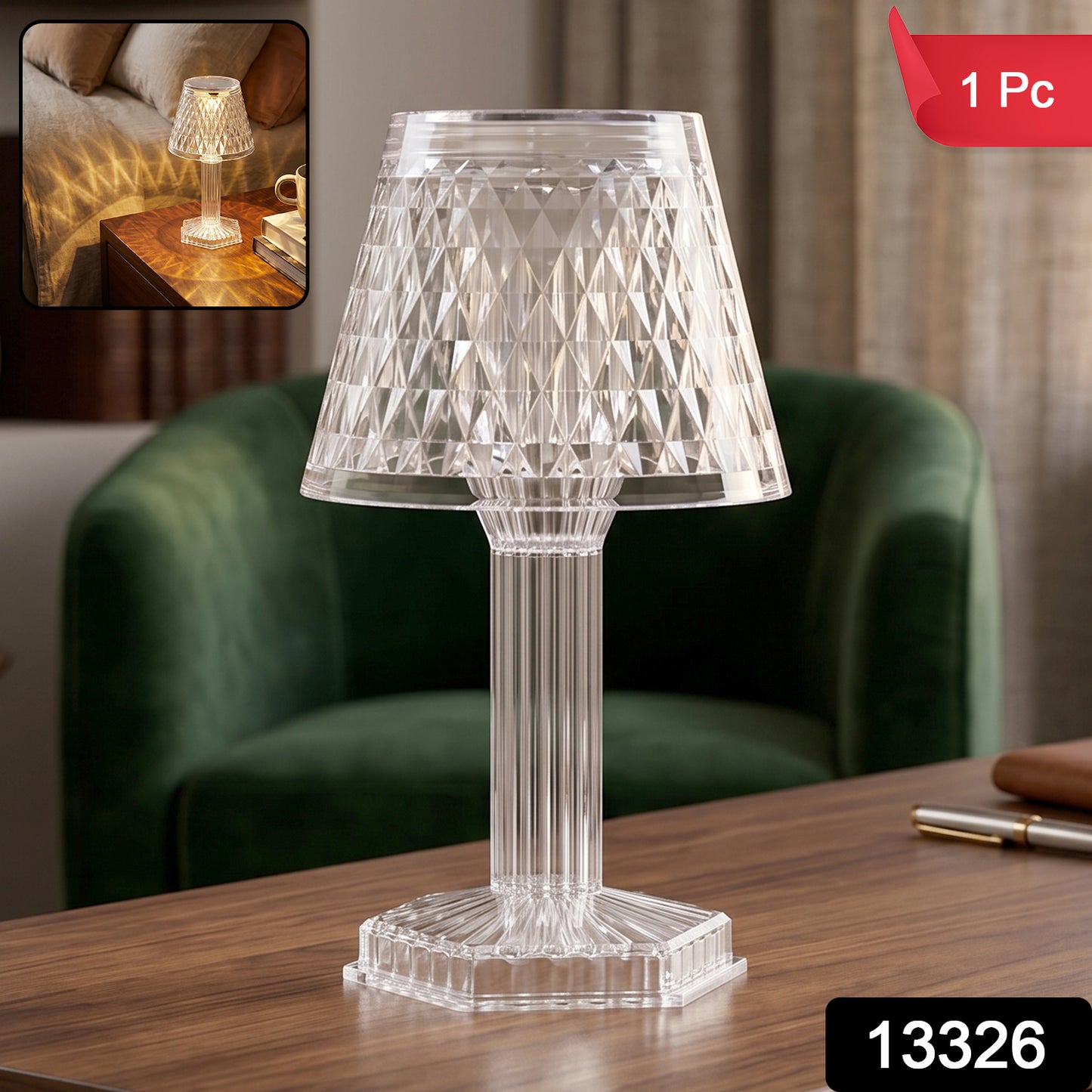 Cup Shape Crystal Table Lamp (1 Pc)