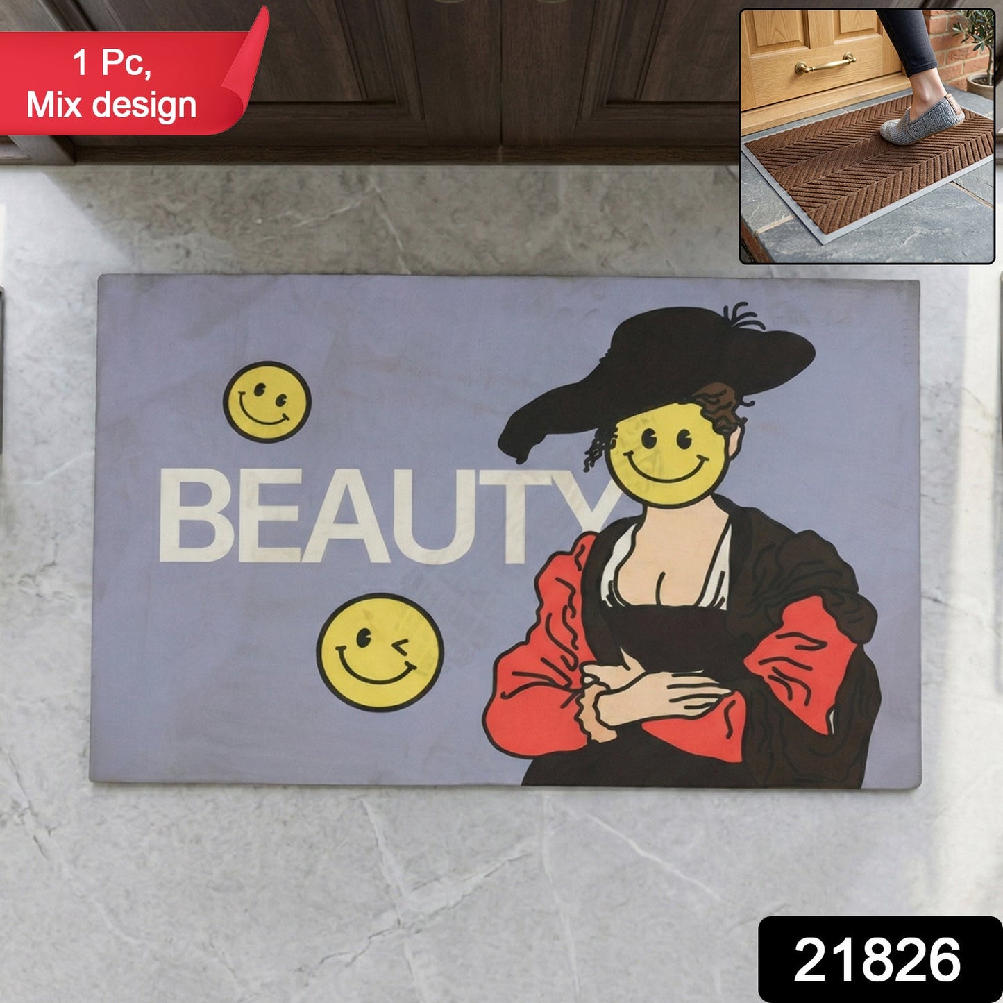 Premium Designer Anti Slip Door Mat (1 Pc, Mix Design)