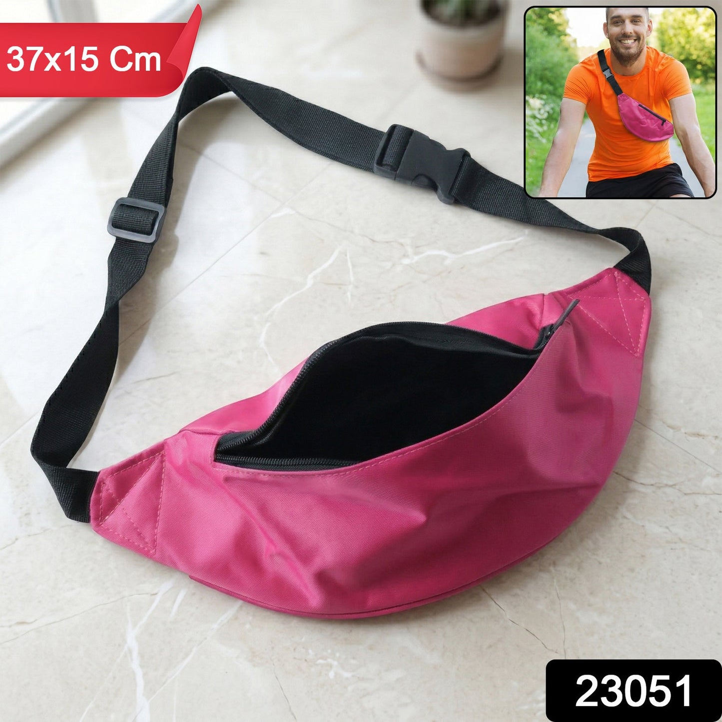 Adjustable Waist Bag 1 Pc – Lightweight Travel Fanny Pack with Zipper