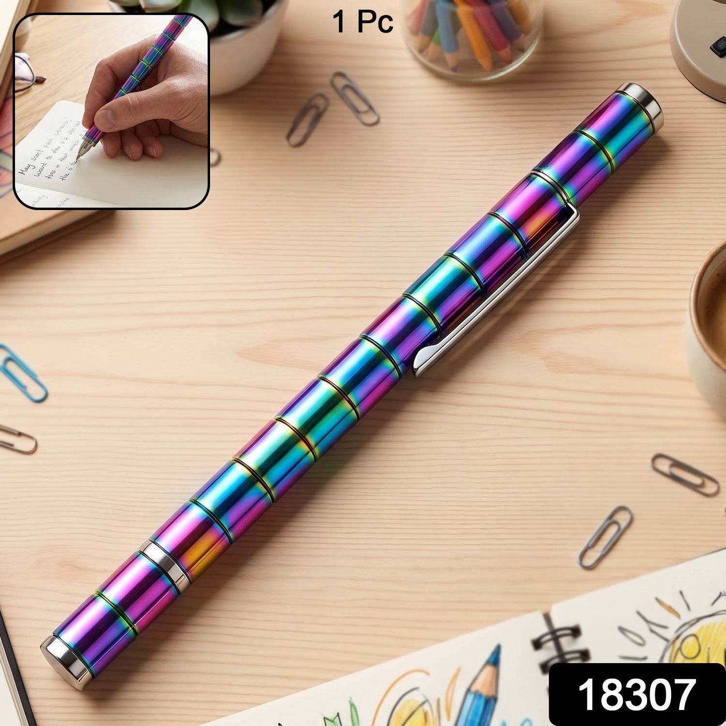 Magnetic Metal Writing Pen with Fidget Spinner Function - 1 Pc (1 Pc)