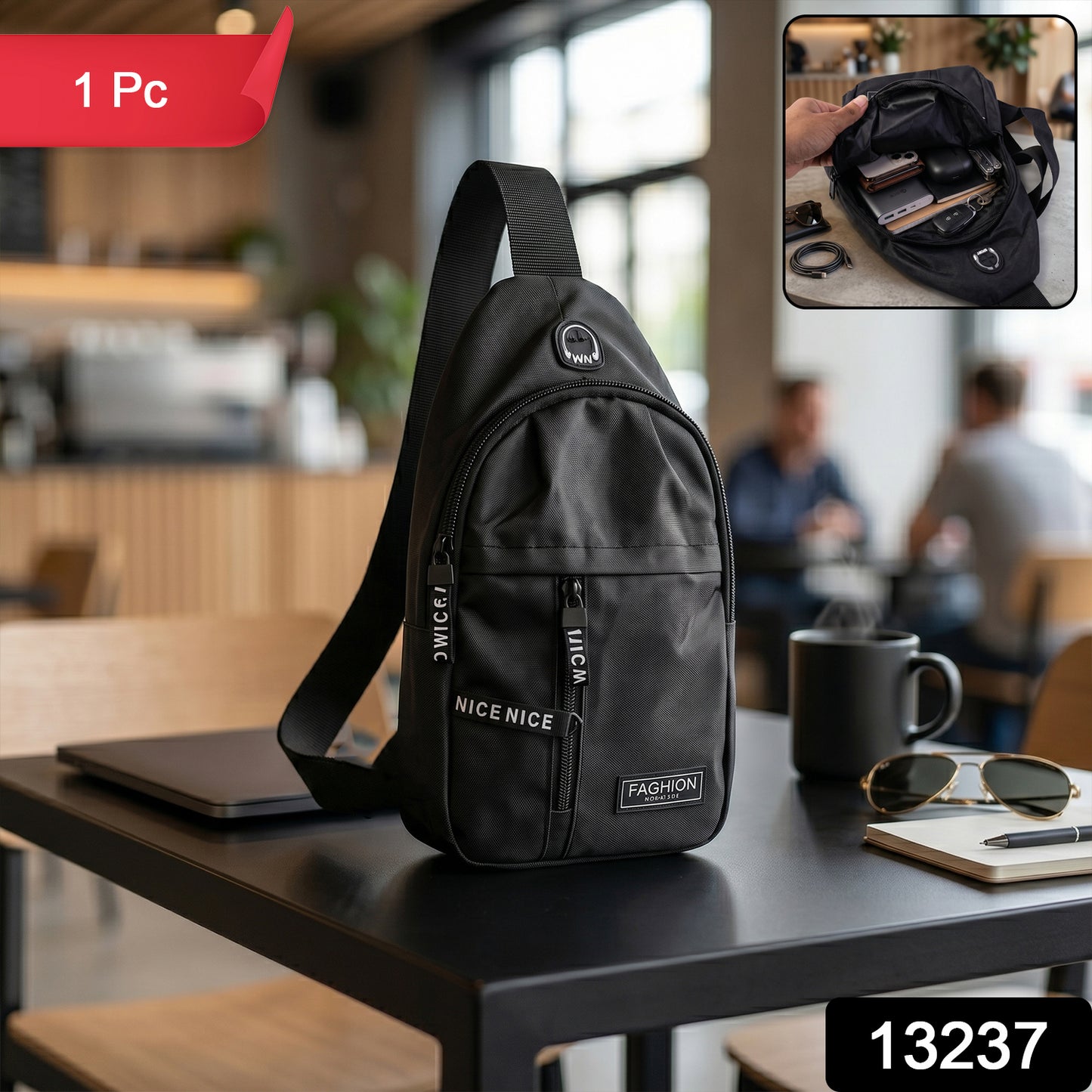 Waterproof Waist Bag, Shoulder Bags USB Charging Earphone Hook Sling Travel Bag (1 Pc / Mix Color)