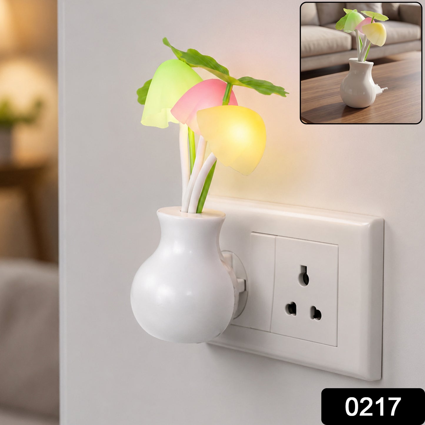 LED Dream Night Light, Auto ON / Off Sensor Mushroom Lamp (Multicolor)