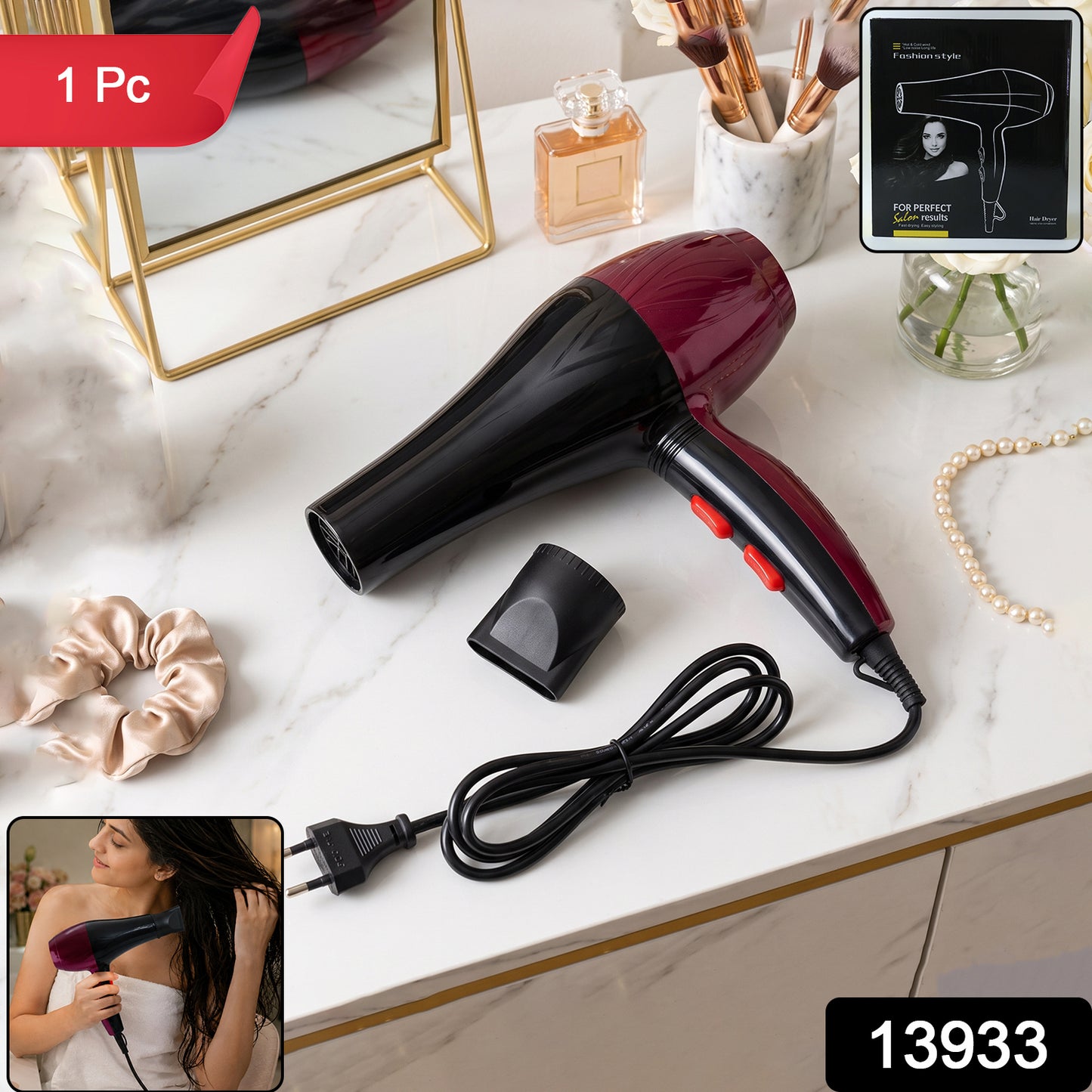 Professional High Power Multi Purpose Hair Dryer Salon (220V,50-60Hz / 1 Pc)