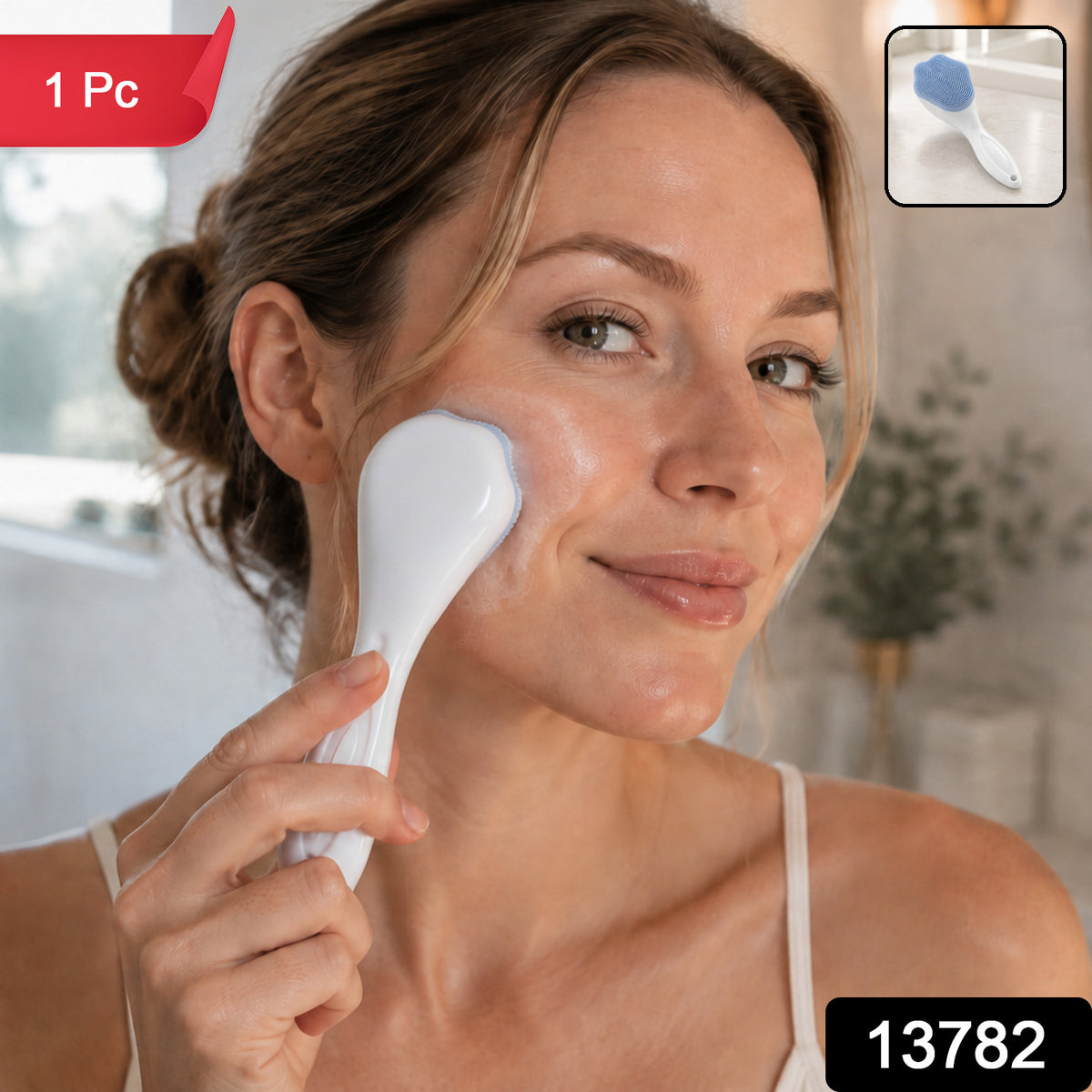 Silicone Face Scrubber Exfoliating Brush, Manual Handheld Facial Cleansing Brush (1 Pc)