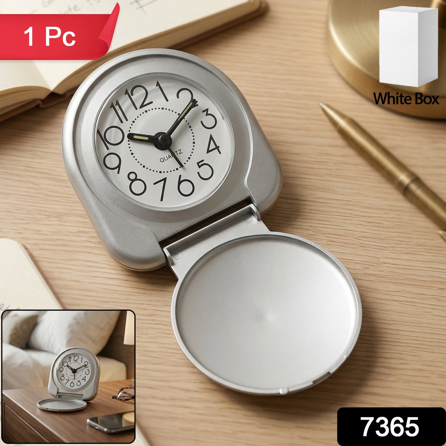 Compact Foldable Travel Alarm Clock 1 Pc