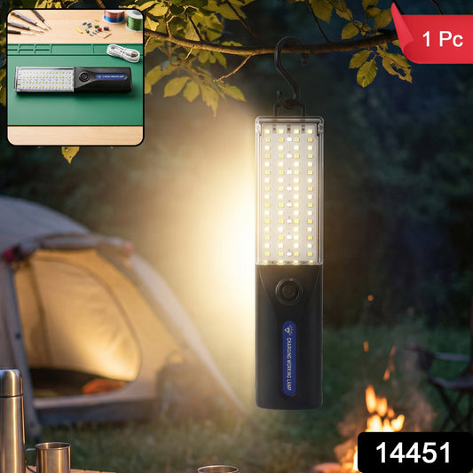 LED rechargeable working lamp with hanging hook for camping and garage