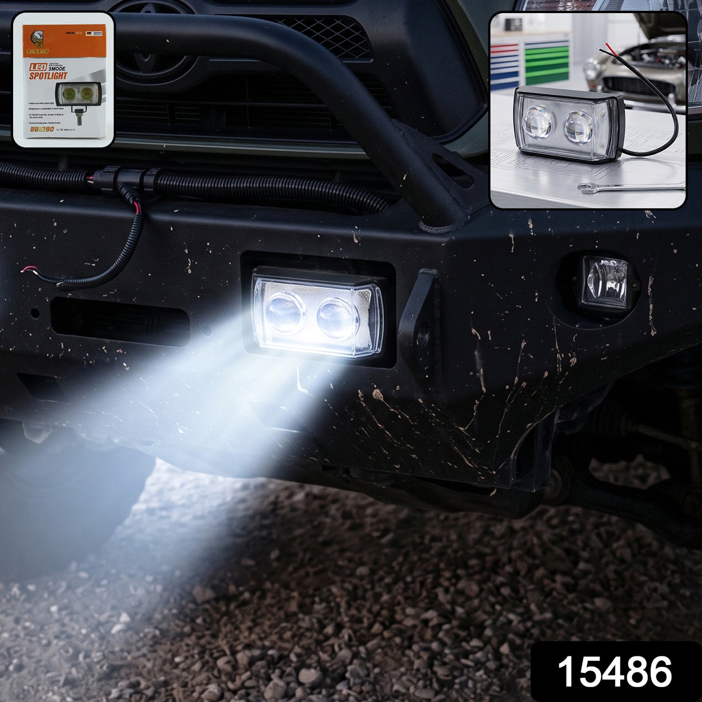 3 Mode LED Spotlight Universal Ultra Mini Double Lens Fog Light (1 Pc)