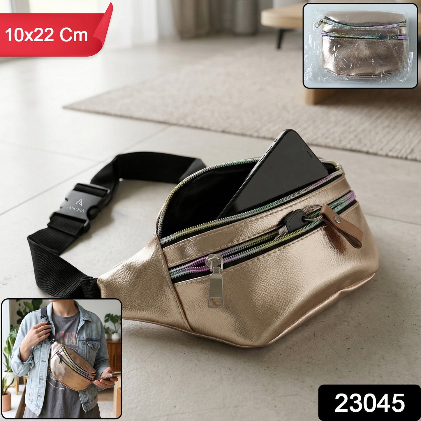 Premium Waist Bag with Adjustable Strap 10x22 Cm 1 Pc