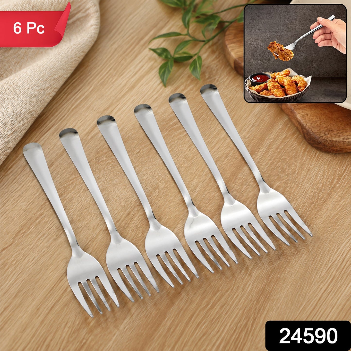 Six piece dinner fork set for dining