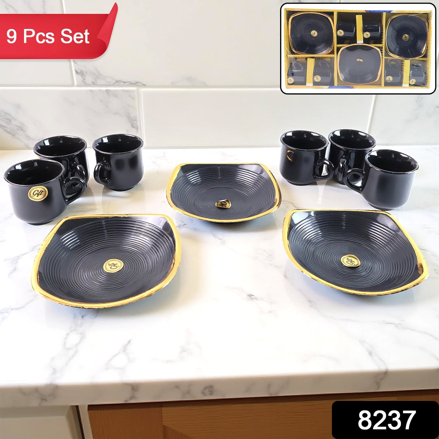 Sweet Buzz 9-Piece Seashell Ceramic Cup Set â€“ Ideal for Home & Gifts