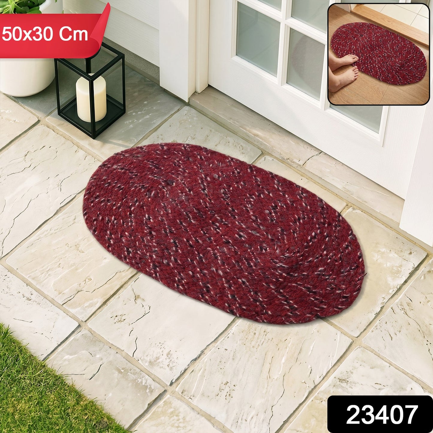 Stylish Oval Floor Mat – (1 Pc, 50x30 Cm)