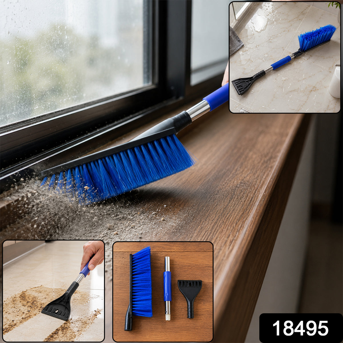 2 In 1 Multipurpose Cleaning Brush with Scraper (1 Pc, 69 Cm Long)