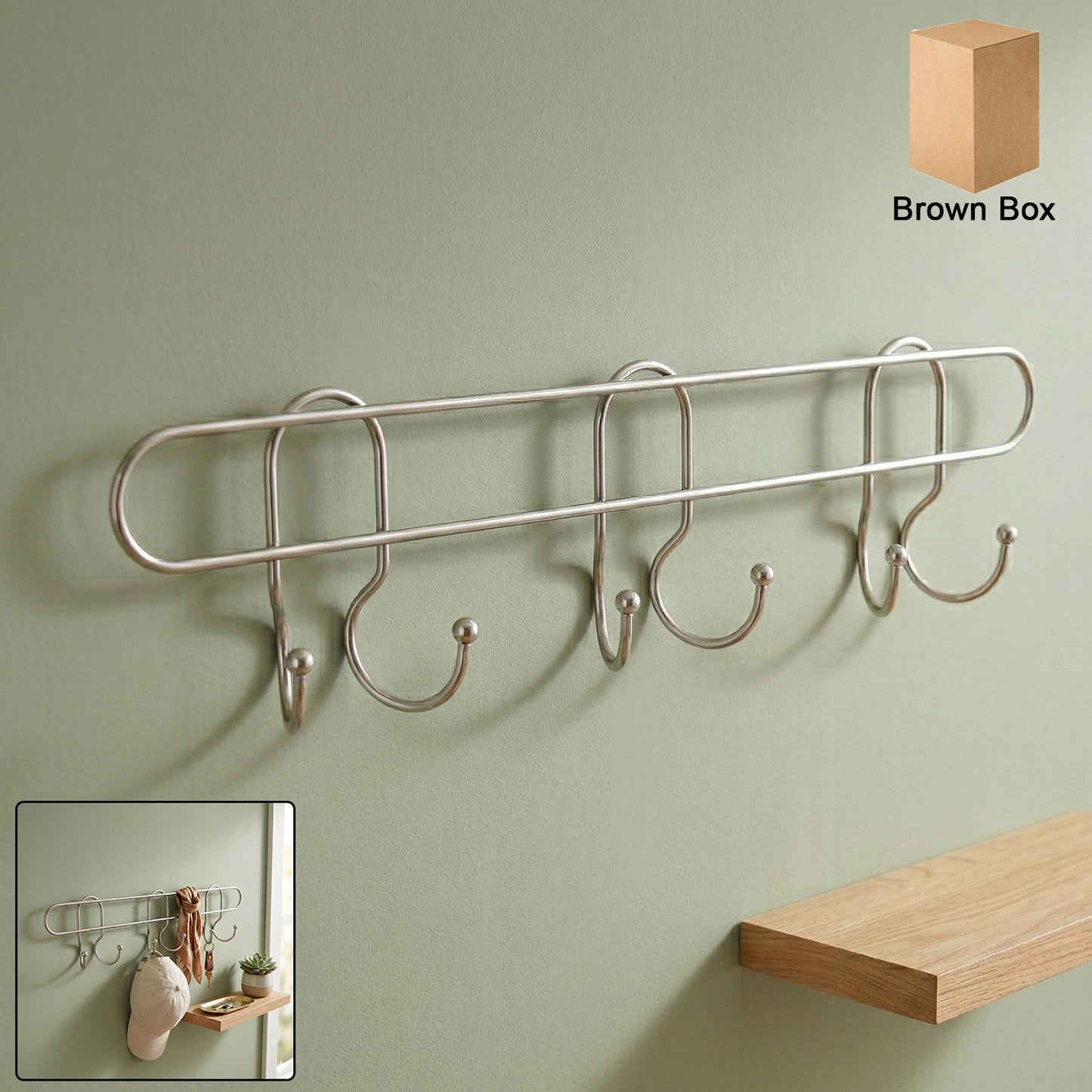 Premium Wall Mounted Metal Multi Hook Rack (1 Pc)