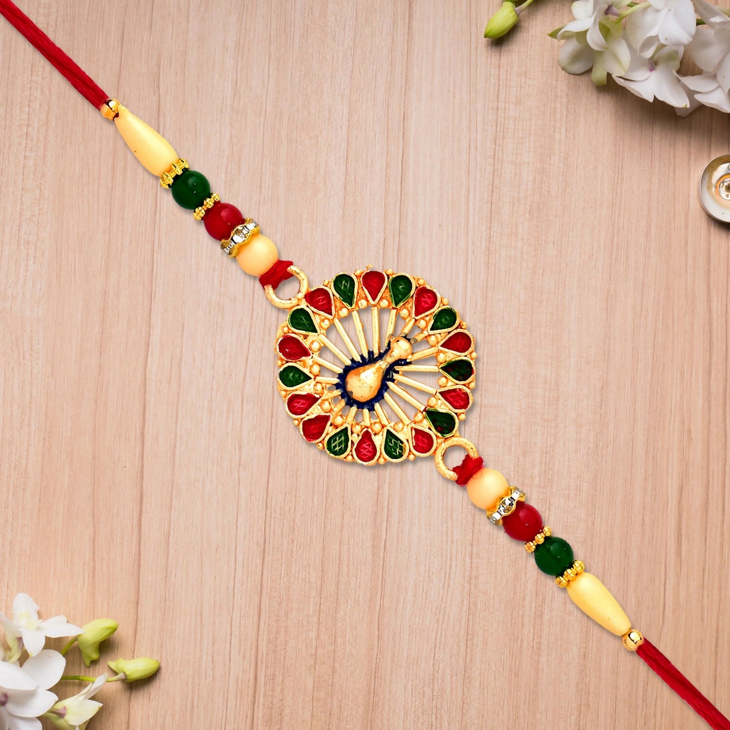 Vinayak Vrat Rakhi arranged with traditional Indian decorations for Rakshabandhan.