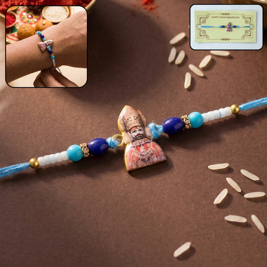Traditional Khatu Shyam Ji Rakhi with beads and soft thread for Raksha Bandhan