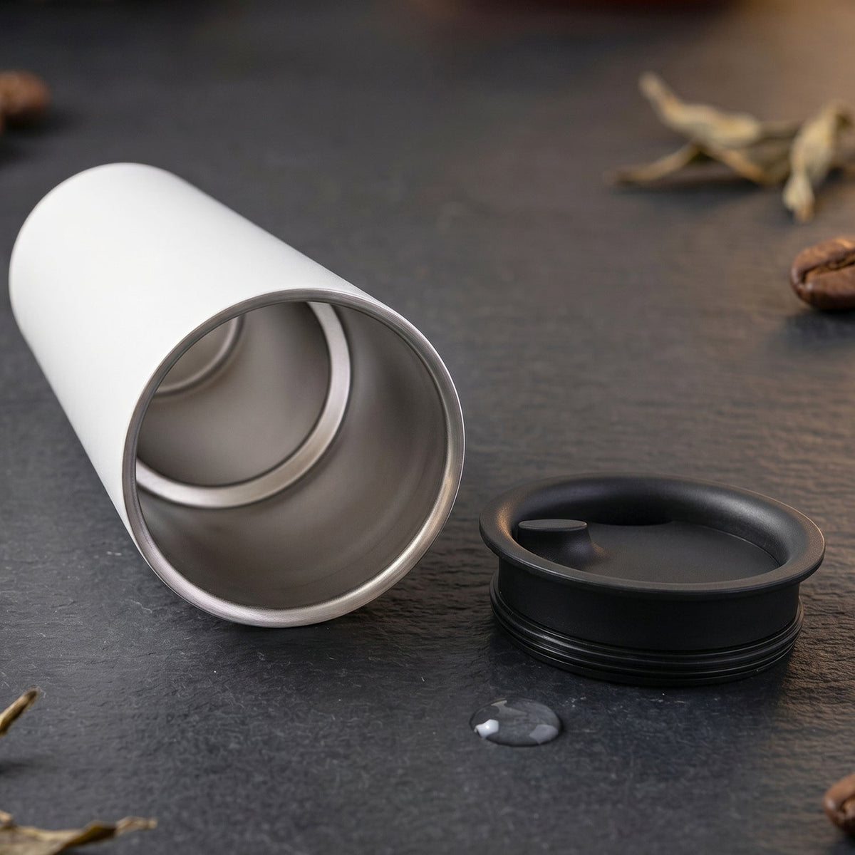 Durable stainless steel travel flask with insulated double-wall construction