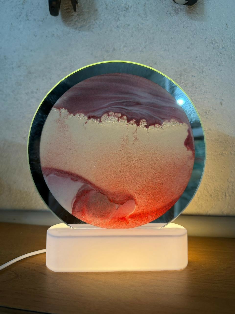 LED Round Static Red Sand Art Lamp | Ambient Decorative Night Light Home DÃ©cor