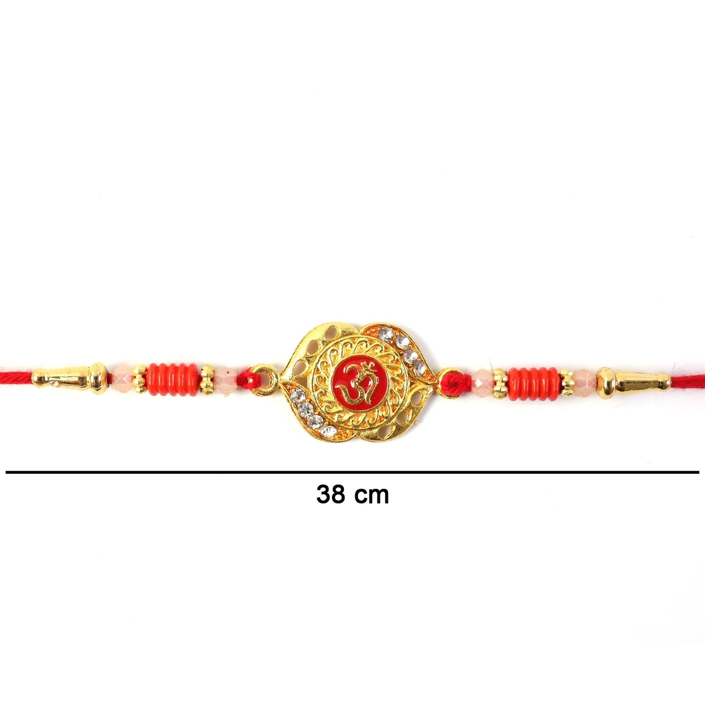 Vintage style floral rakhi close-up.