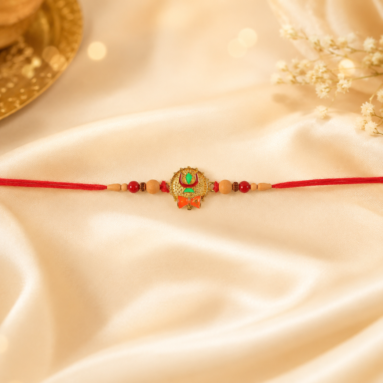 Stylish rakhi with traditional and modern design elements