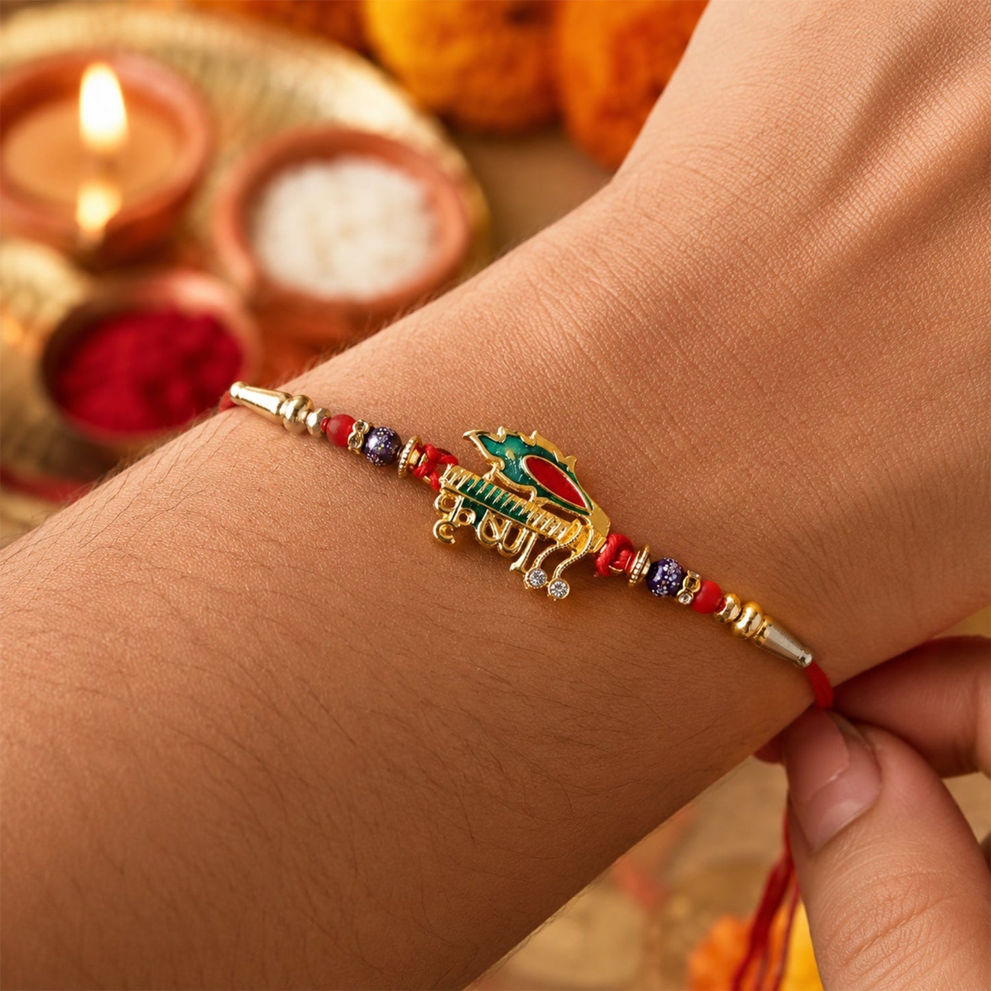Beautiful Rakhi with traditional yet modern design for brothers