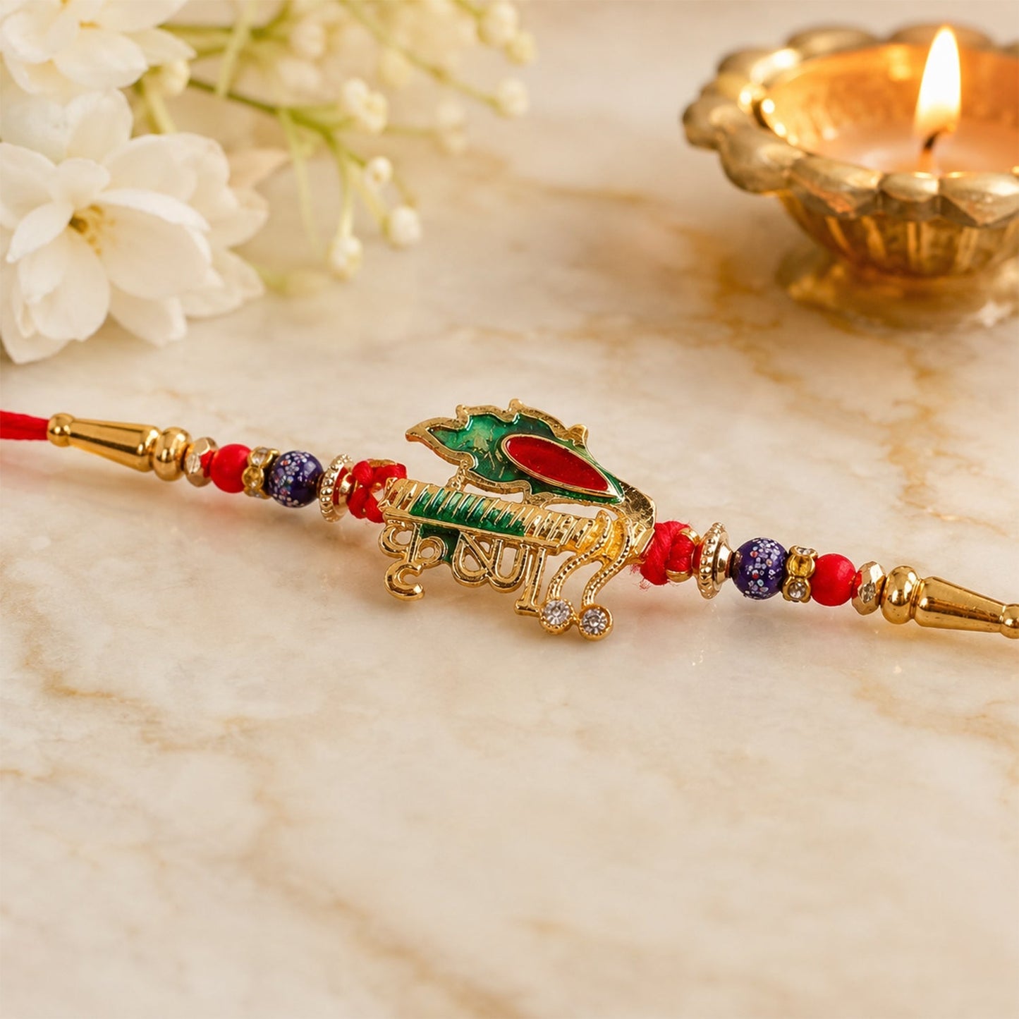 Vibrant designer Rakhi with beads suitable for Raksha Bandhan celebrations