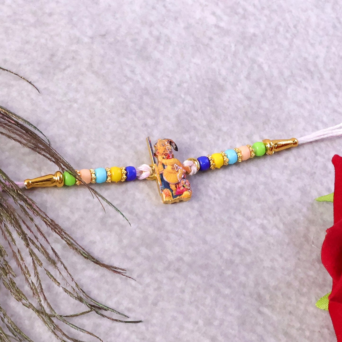 Hanuman Ji designer Rakhi with decorative beads and soft thread