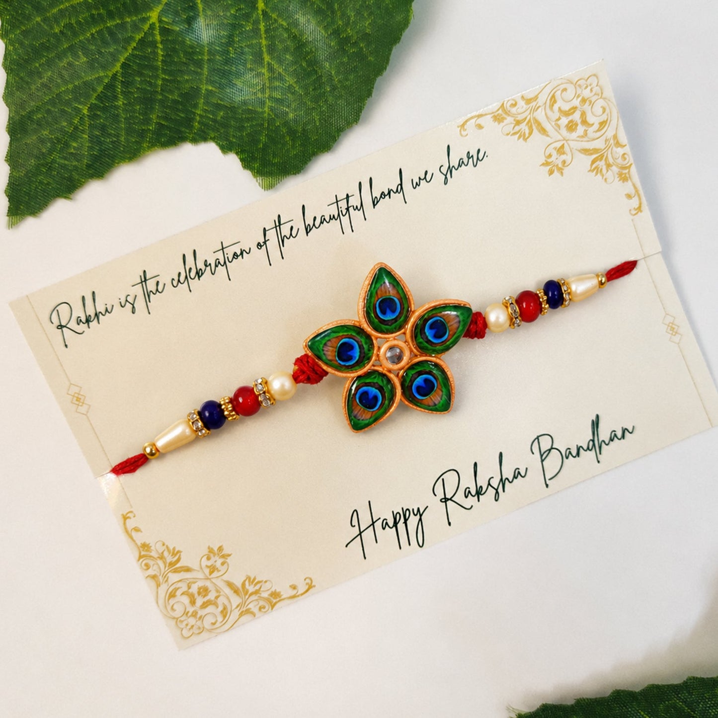 Mor Pankh Star Rakhi featuring peacock feather design, perfect for Raksha Bandhan