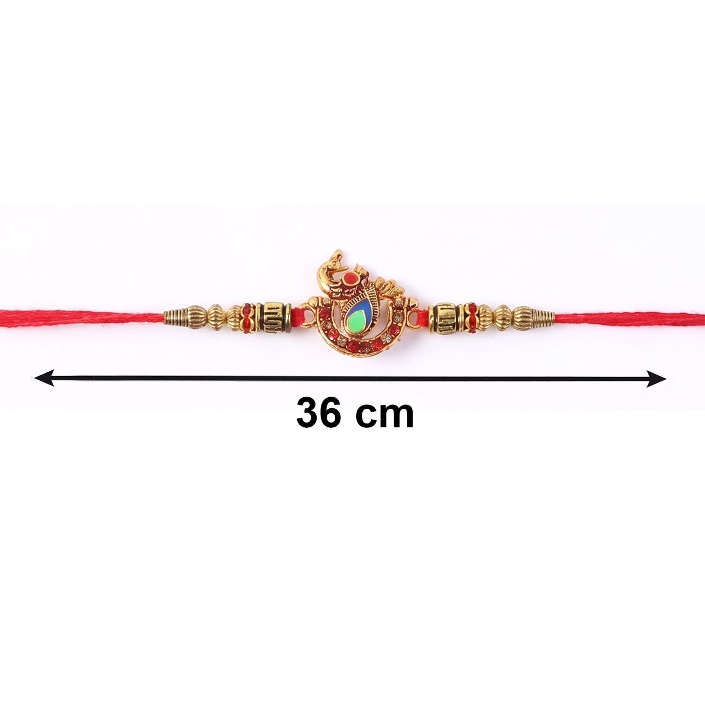 Detail of Jhumka Latkan on Peacock Pendant Bhabhi Rakhi
