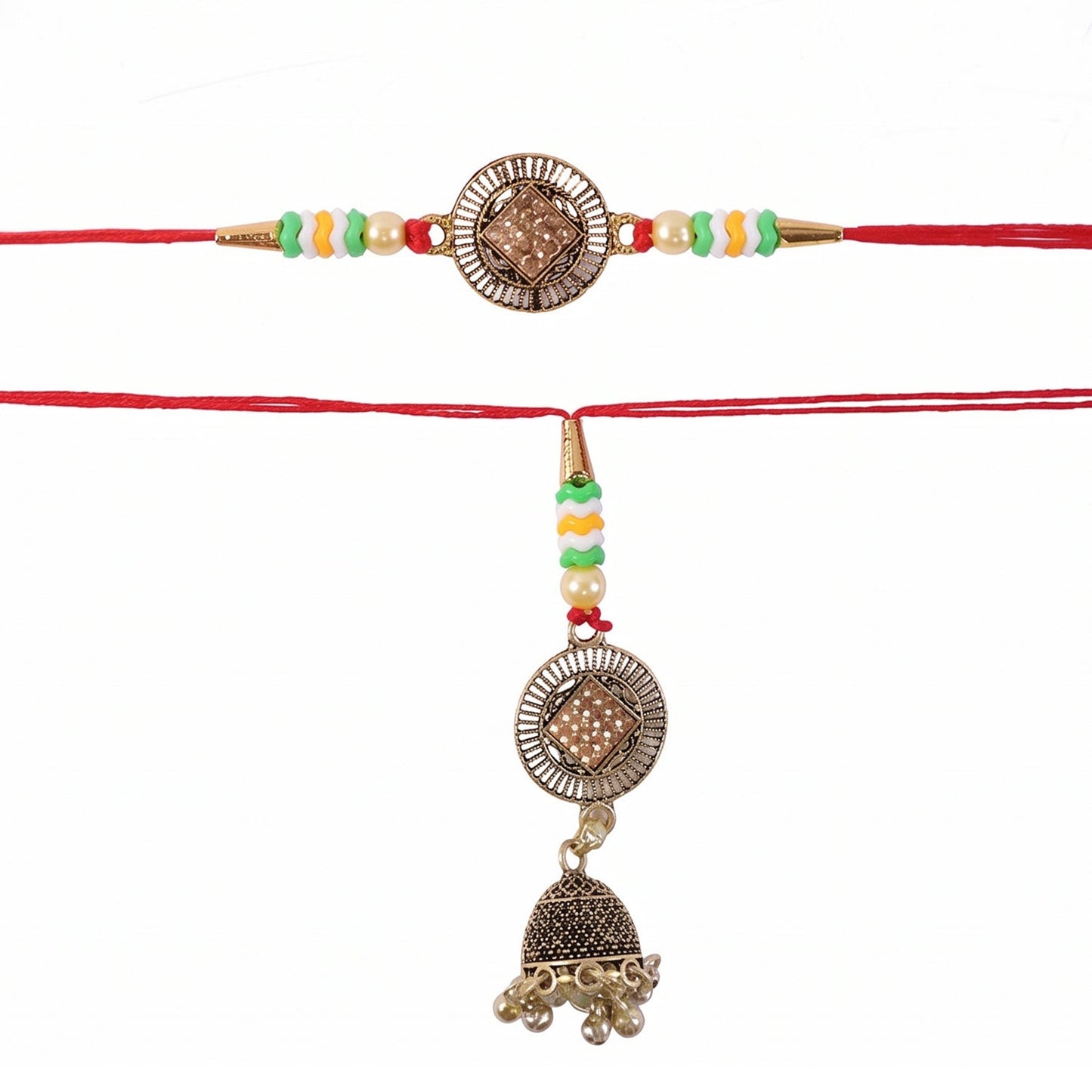 Full length of Bhabhi Rakhi with beads and hanging latkan