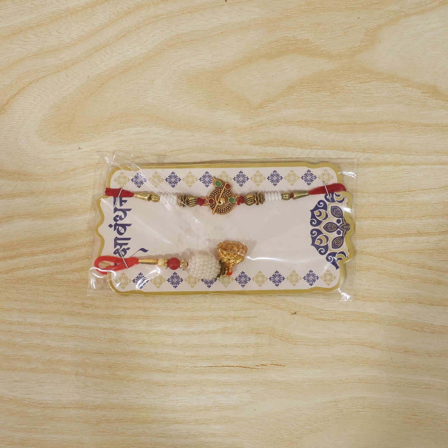 Pearl Peacock Bhabhi Rakhi arranged in circular shape