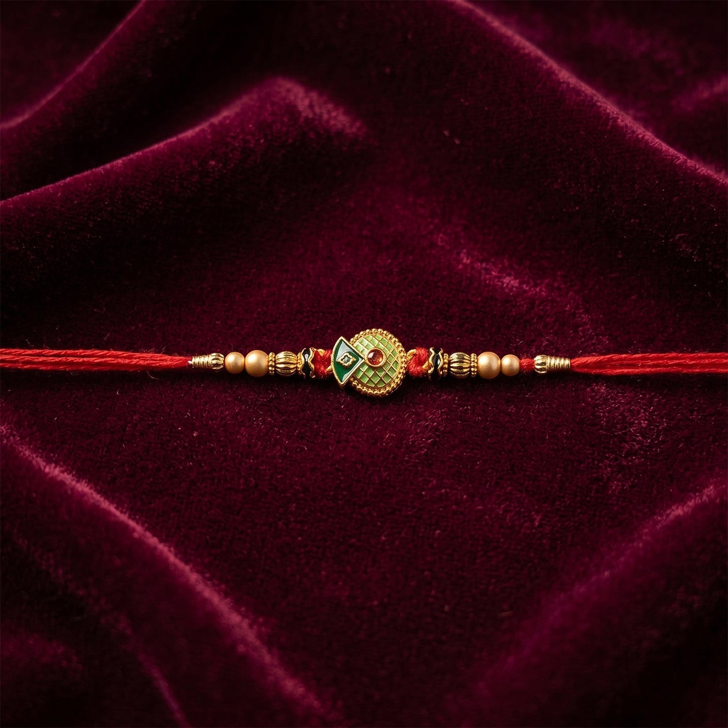Detail of floral stones on Bhabhi Rakhi thread