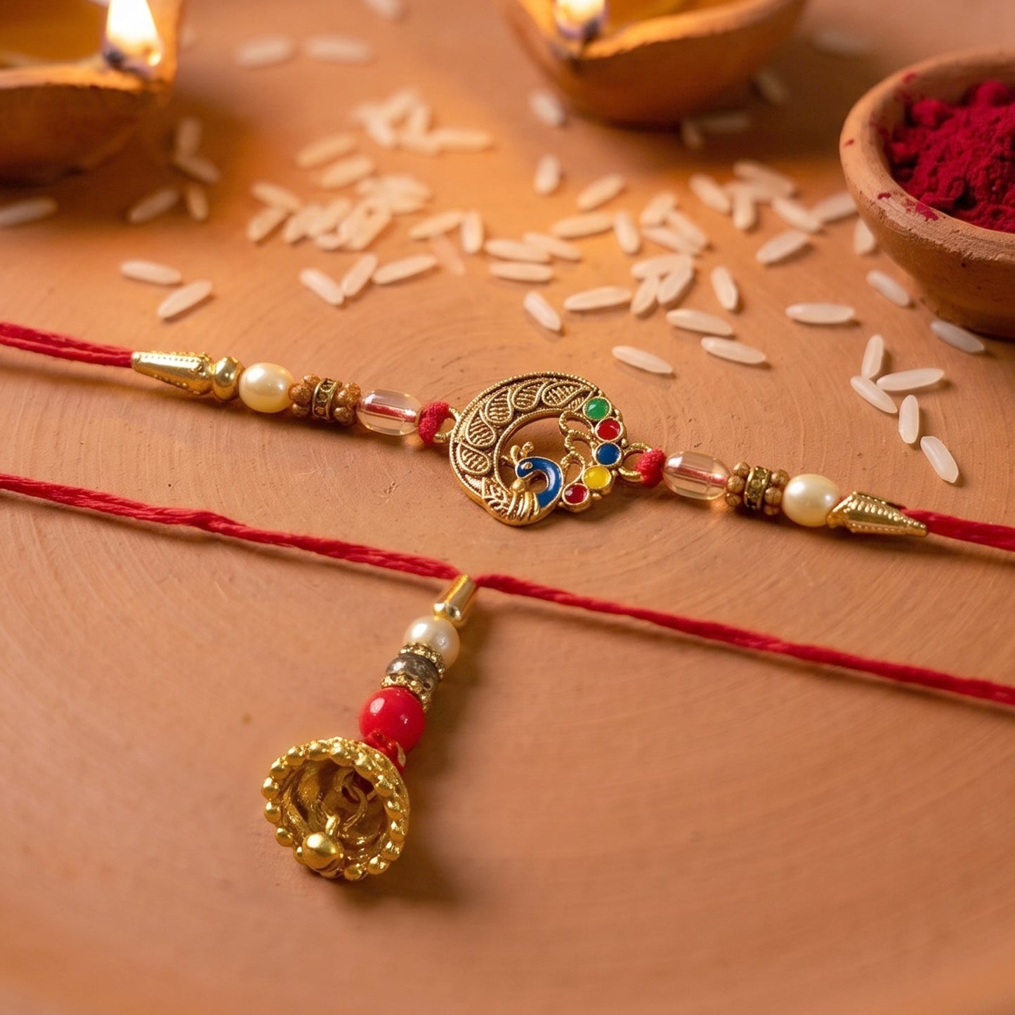 Traditional design Antique Coin Bhabhi Rakhi with elegant craftsmanship