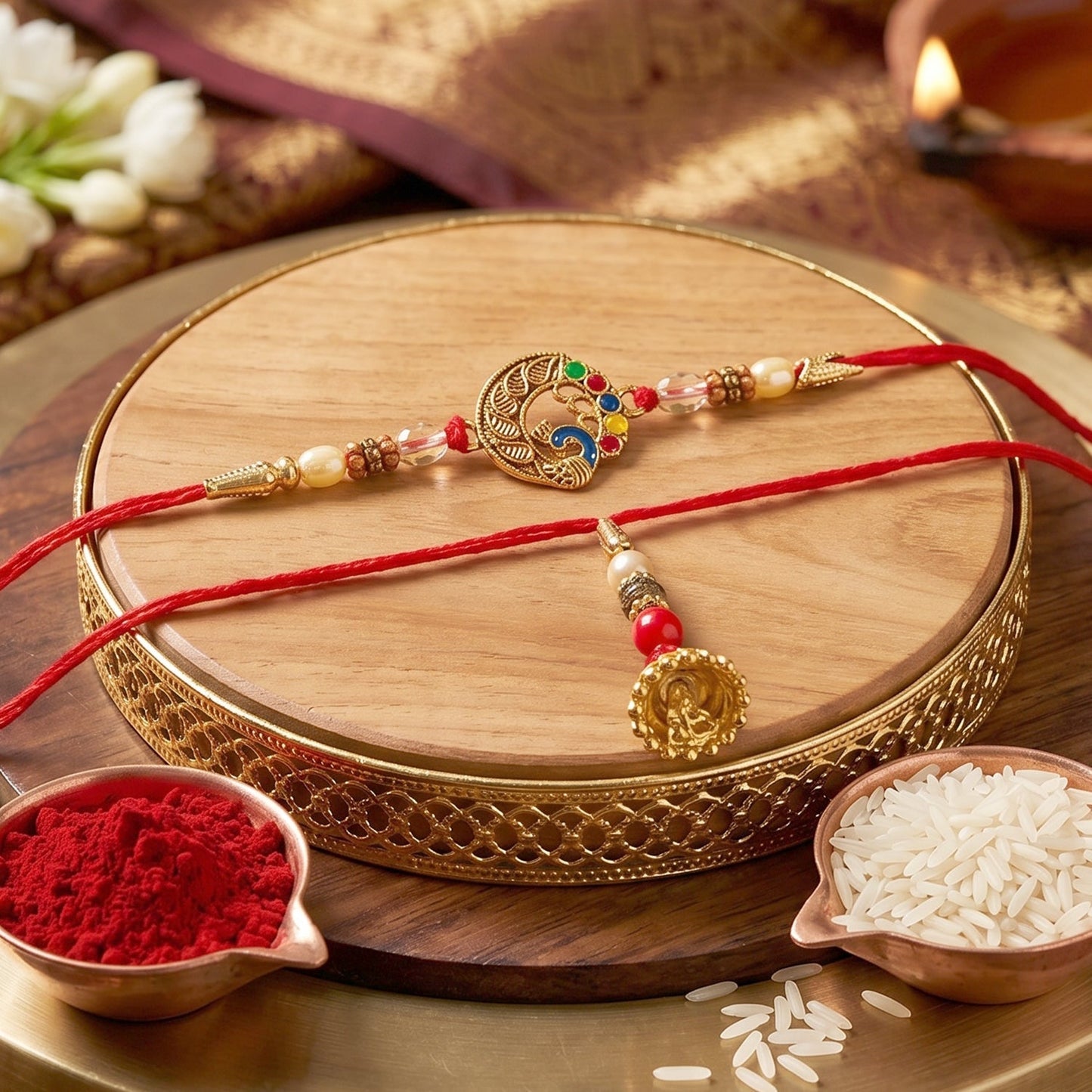 Rakhi with antique coin and Royal Latkan, perfect for festival gifting