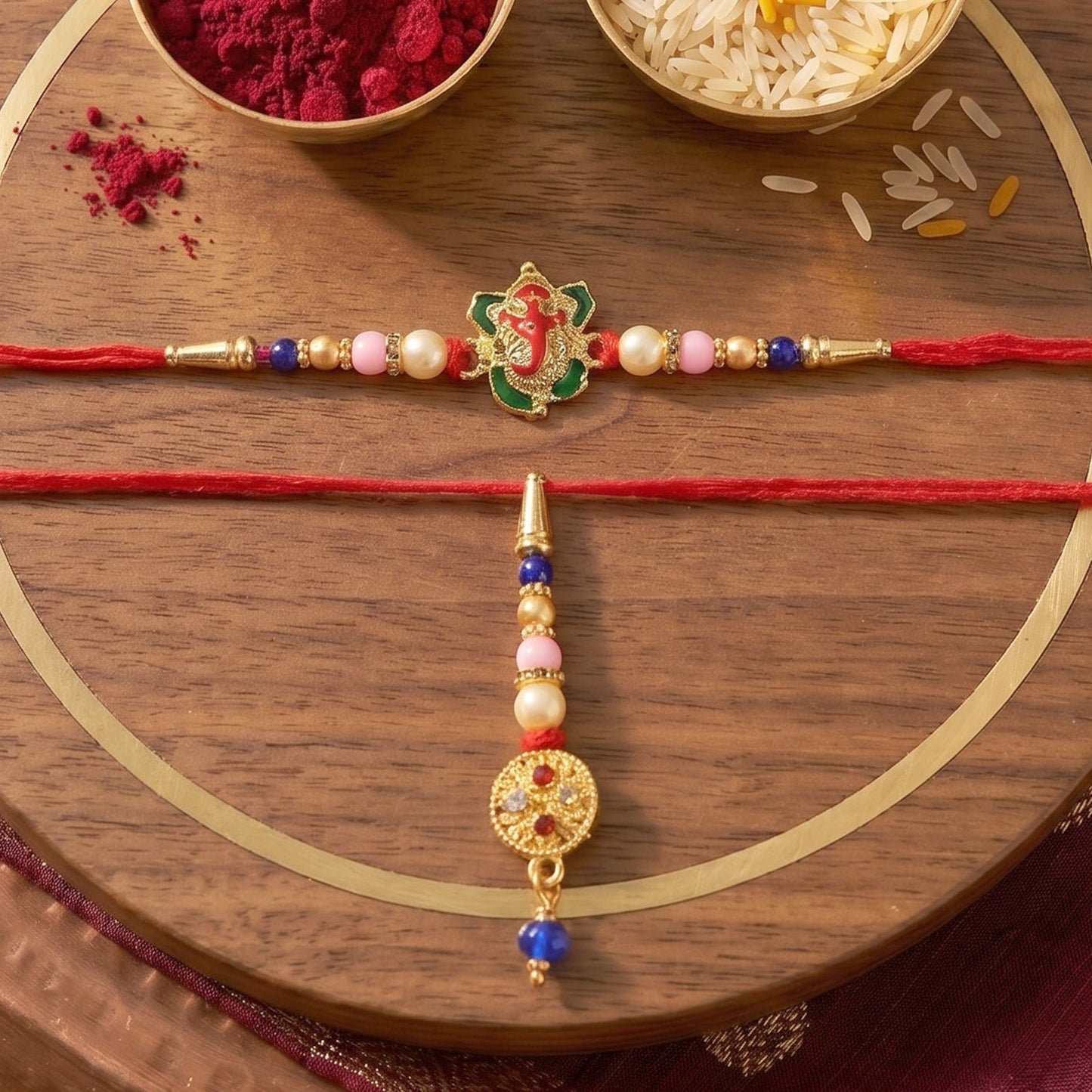 Handcrafted floral peacock Bhabhi Rakhi with detailed beadwork