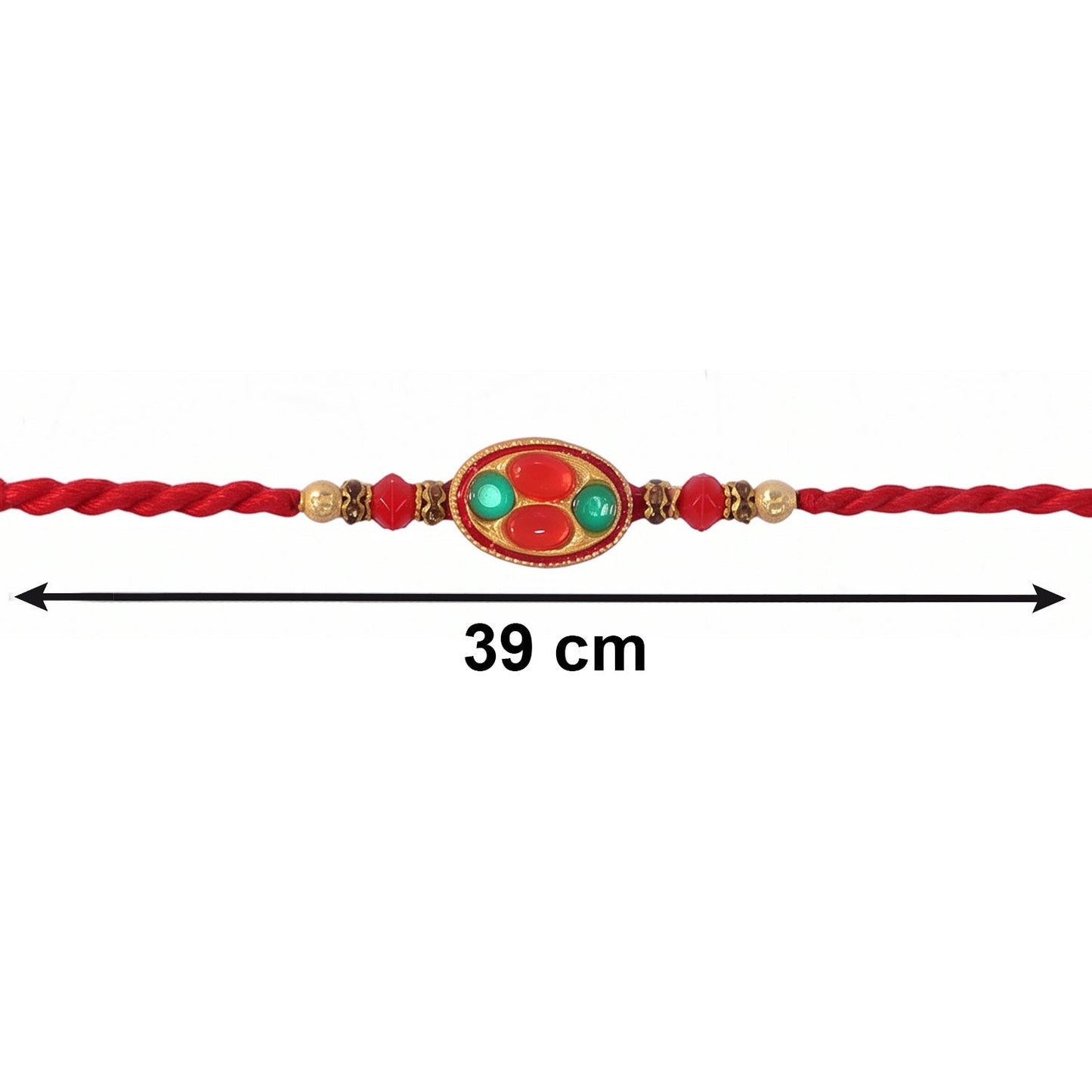 Detailed view of oval stone and latkan on Bhabhi Rakhi