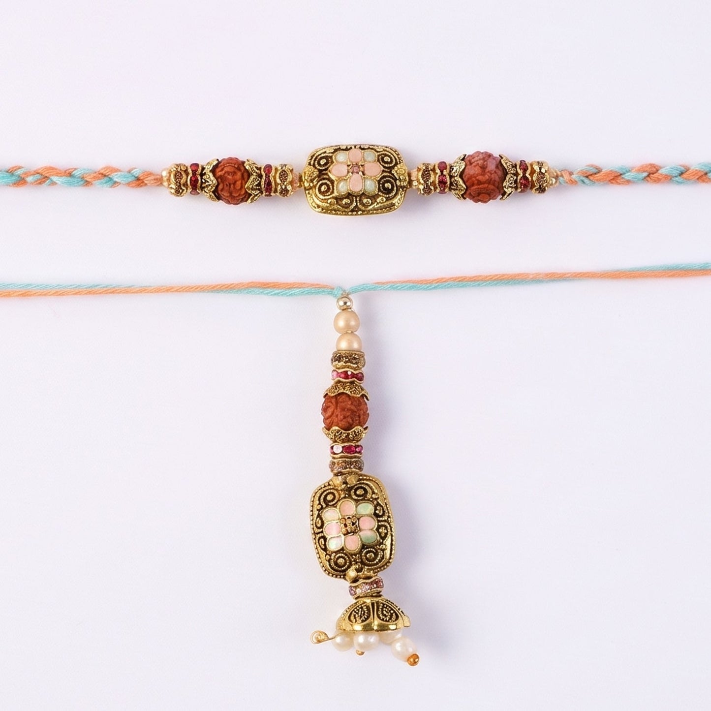 Surface display of Golden Bead Bhabhi Rakhi