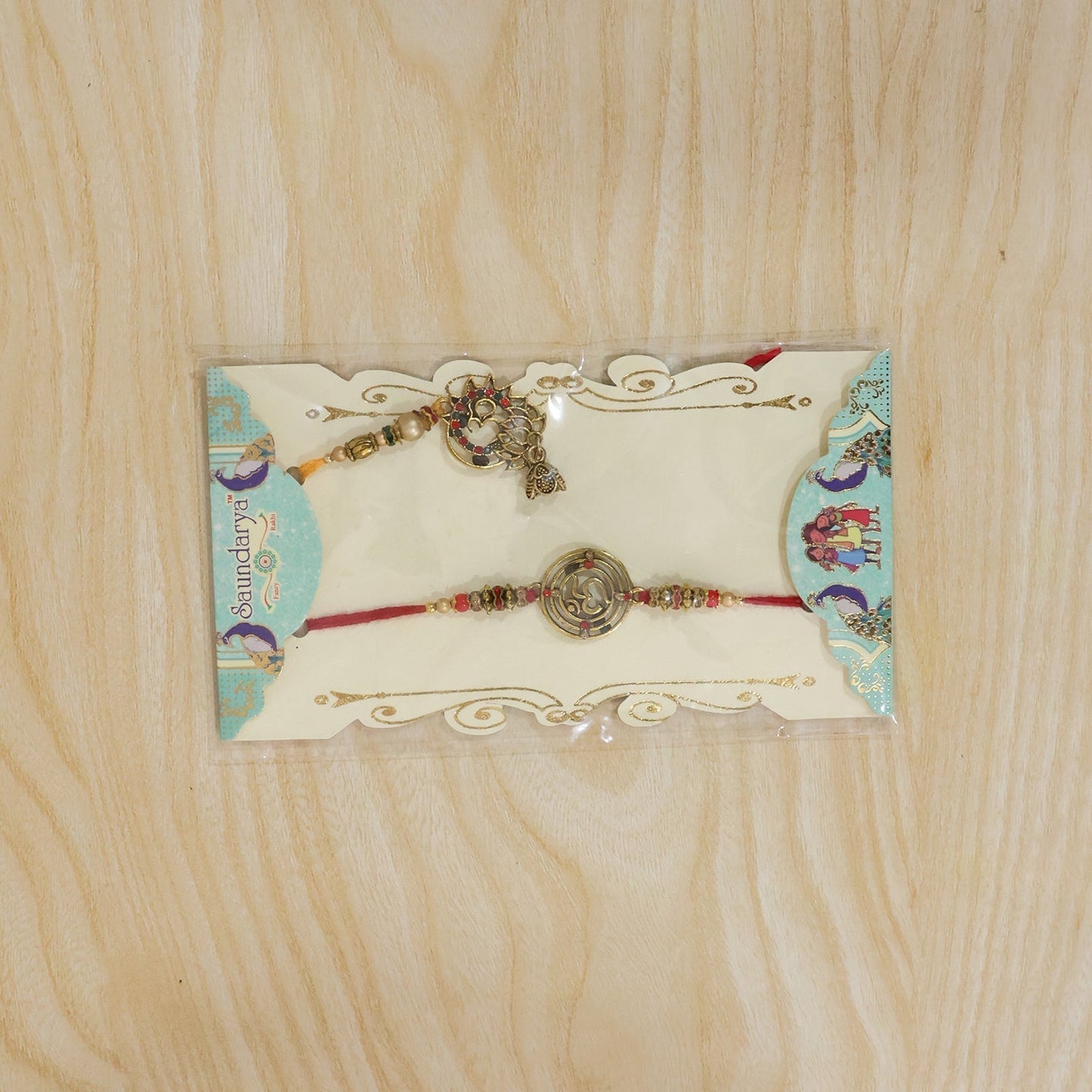 Side view of Spiral Charm Bhabhi Rakhi showing craftsmanship