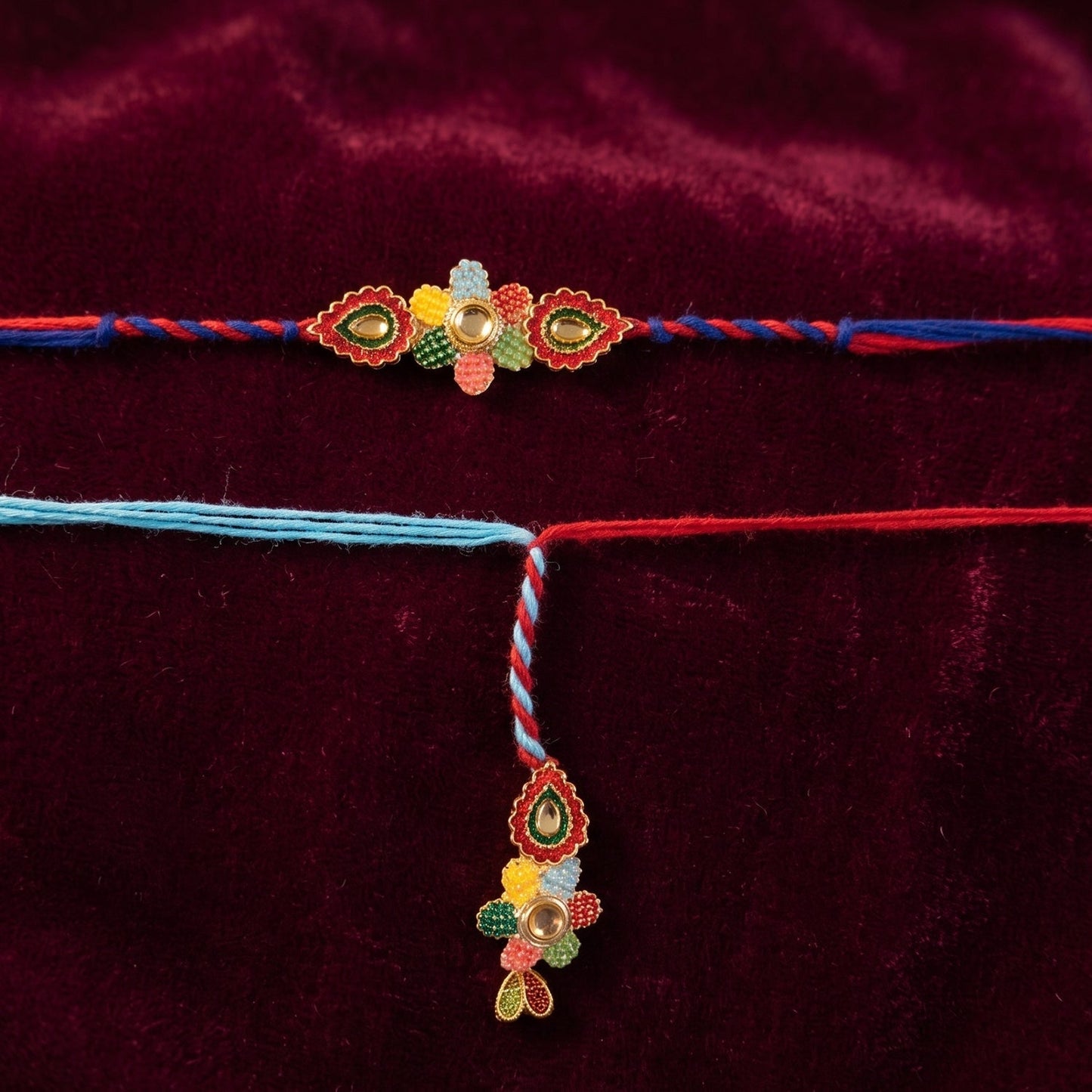 Traditional meenakari design of Bhabi Rakhi on elegant thread