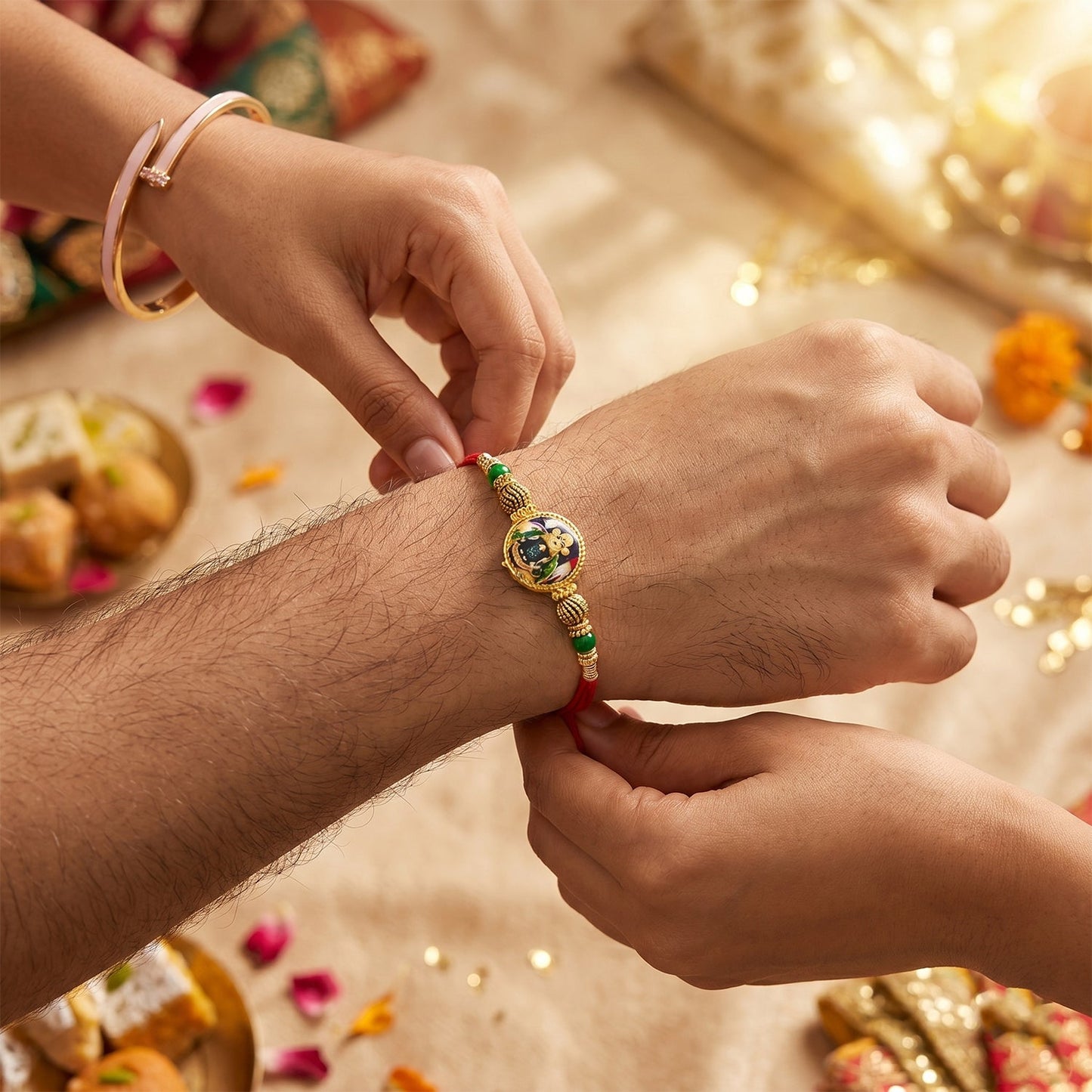 Bead Bhabhi Rakhi with festive greeting card