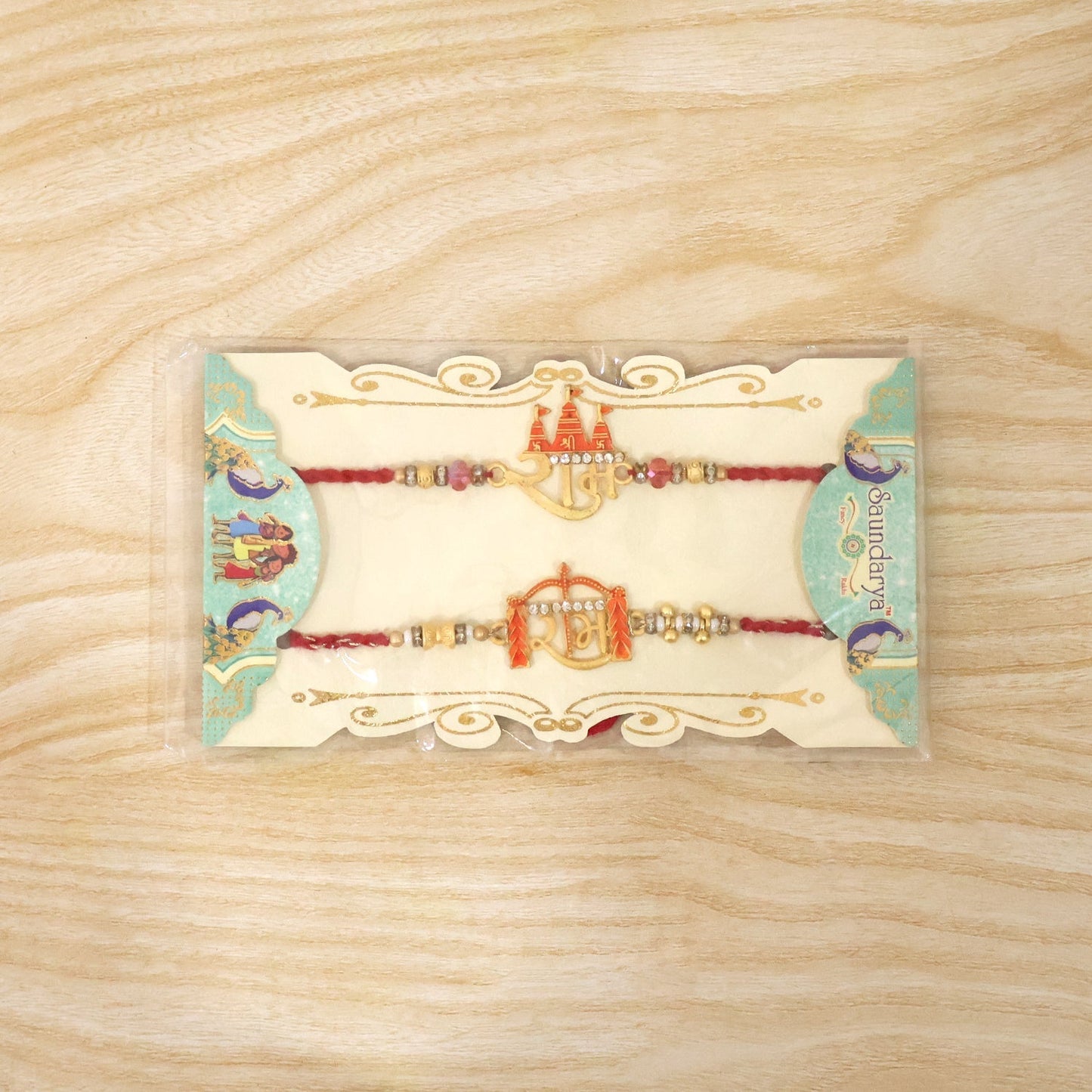 Top view highlighting the golden latkan of Bhabhi Rakhi
