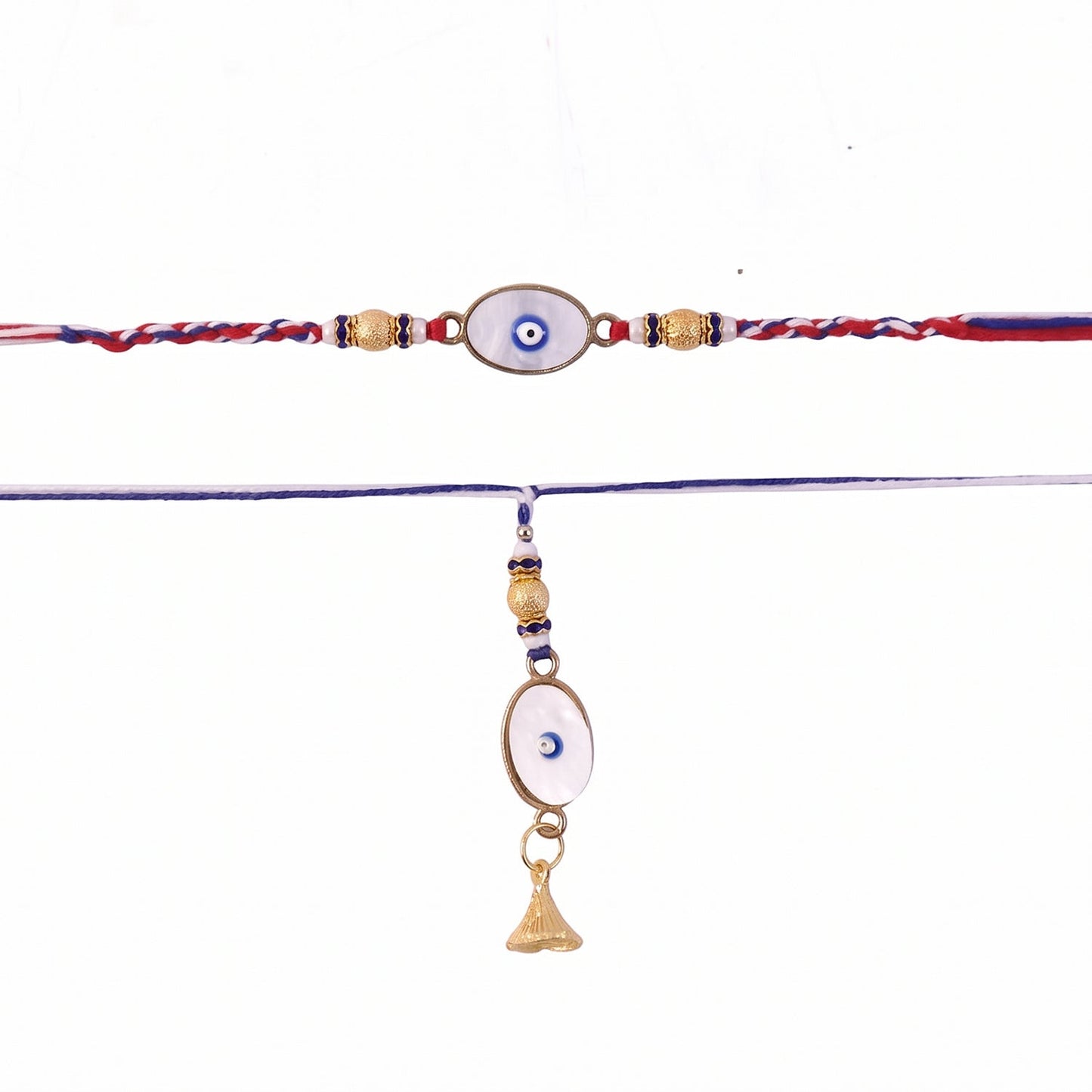 Protective Evil Eye Bhabhi Rakhi design emphasizing the focal motif